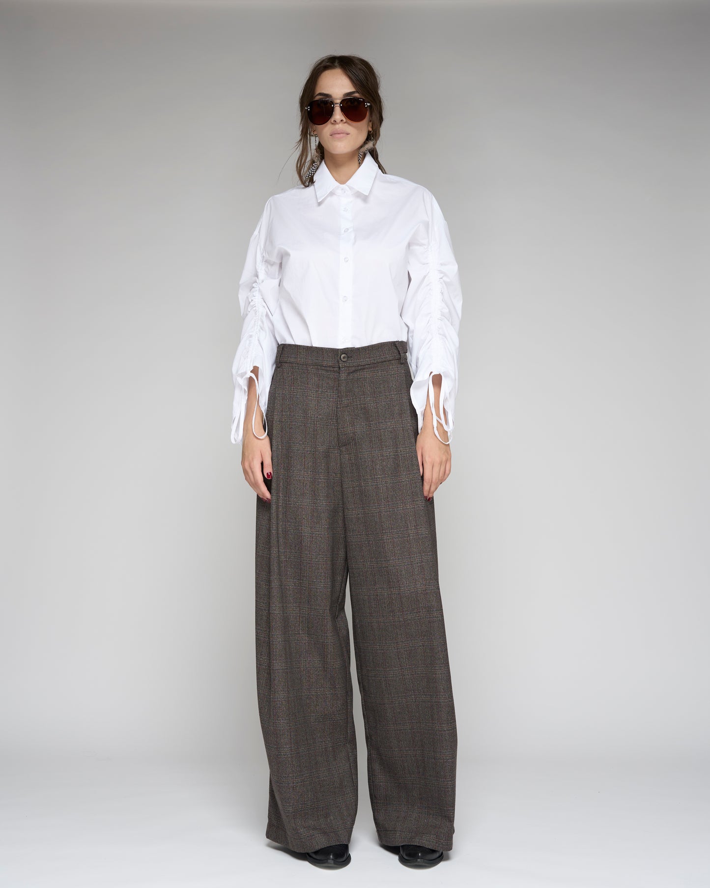 Check Pleated Trousers