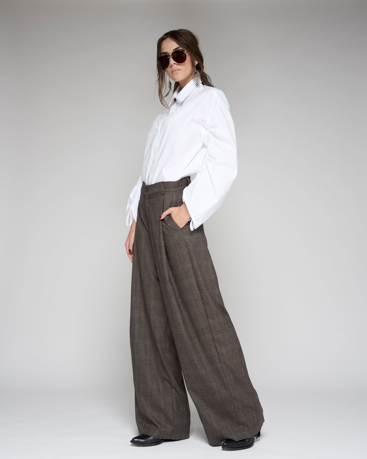 Check Pleated Trousers