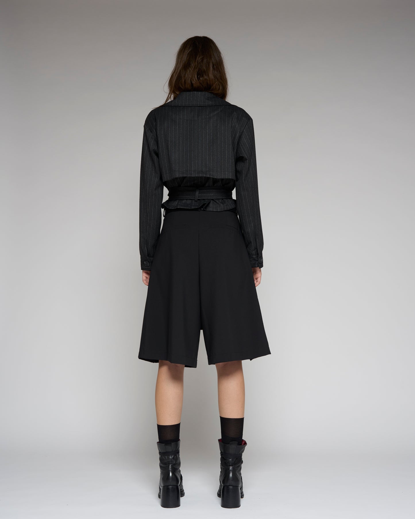 Short Pinstrap Trench Coat