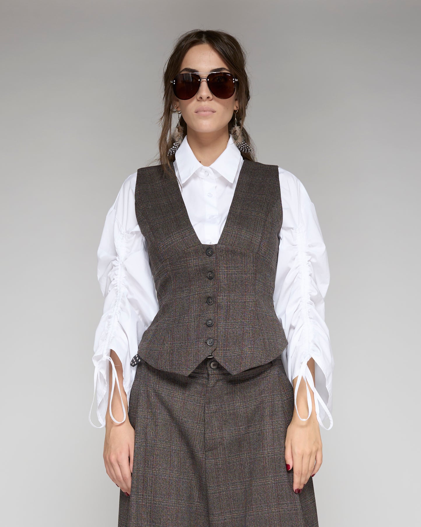 Fitted Check Gilet