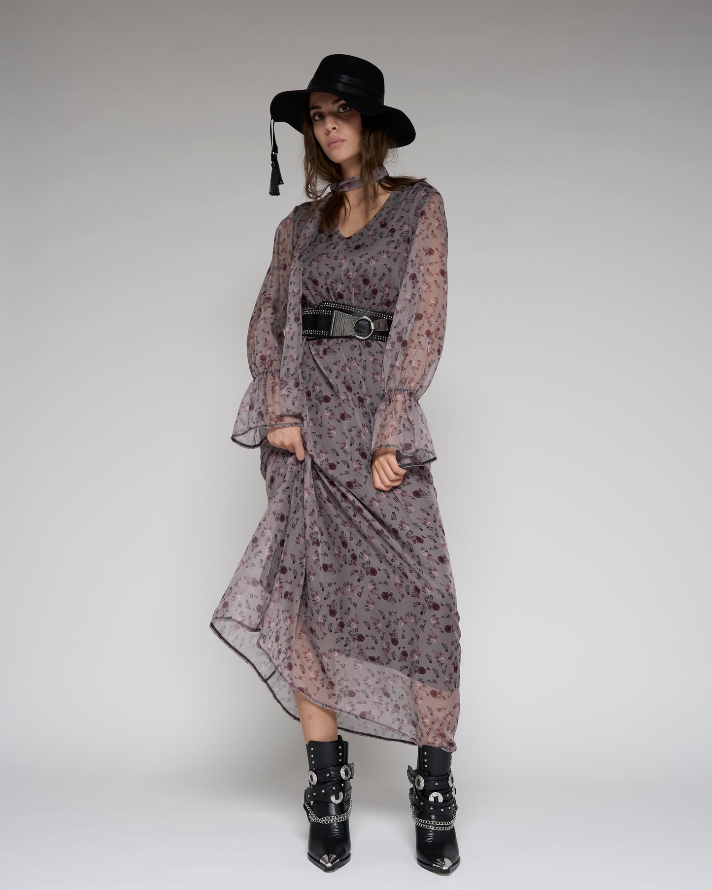 Buds Print Long Dress