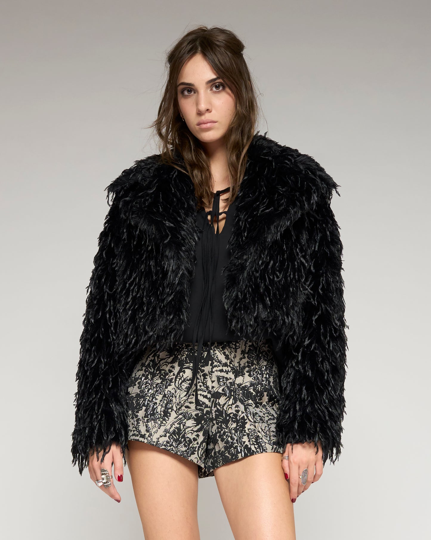 Cropped Faux Fur Jacket