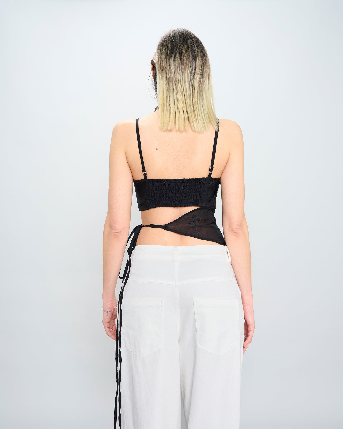 Crinkled Embroidery Layered Top