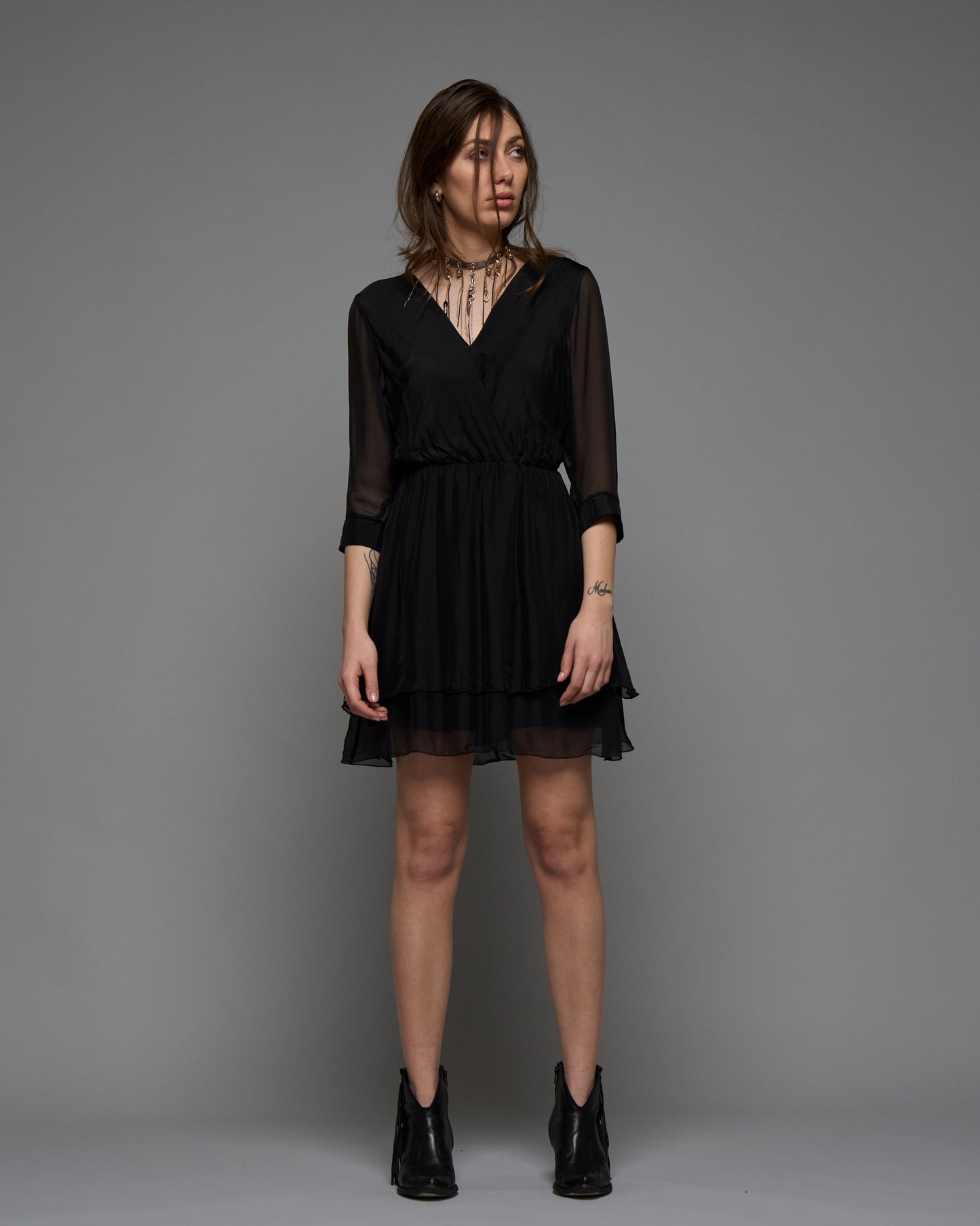 Silked Wrap Mini Dress