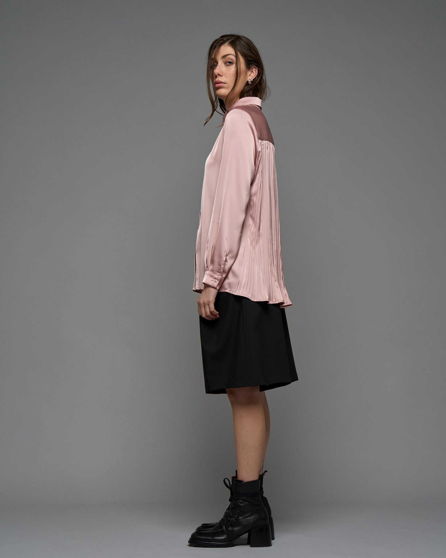 Pleated Satin Shirt