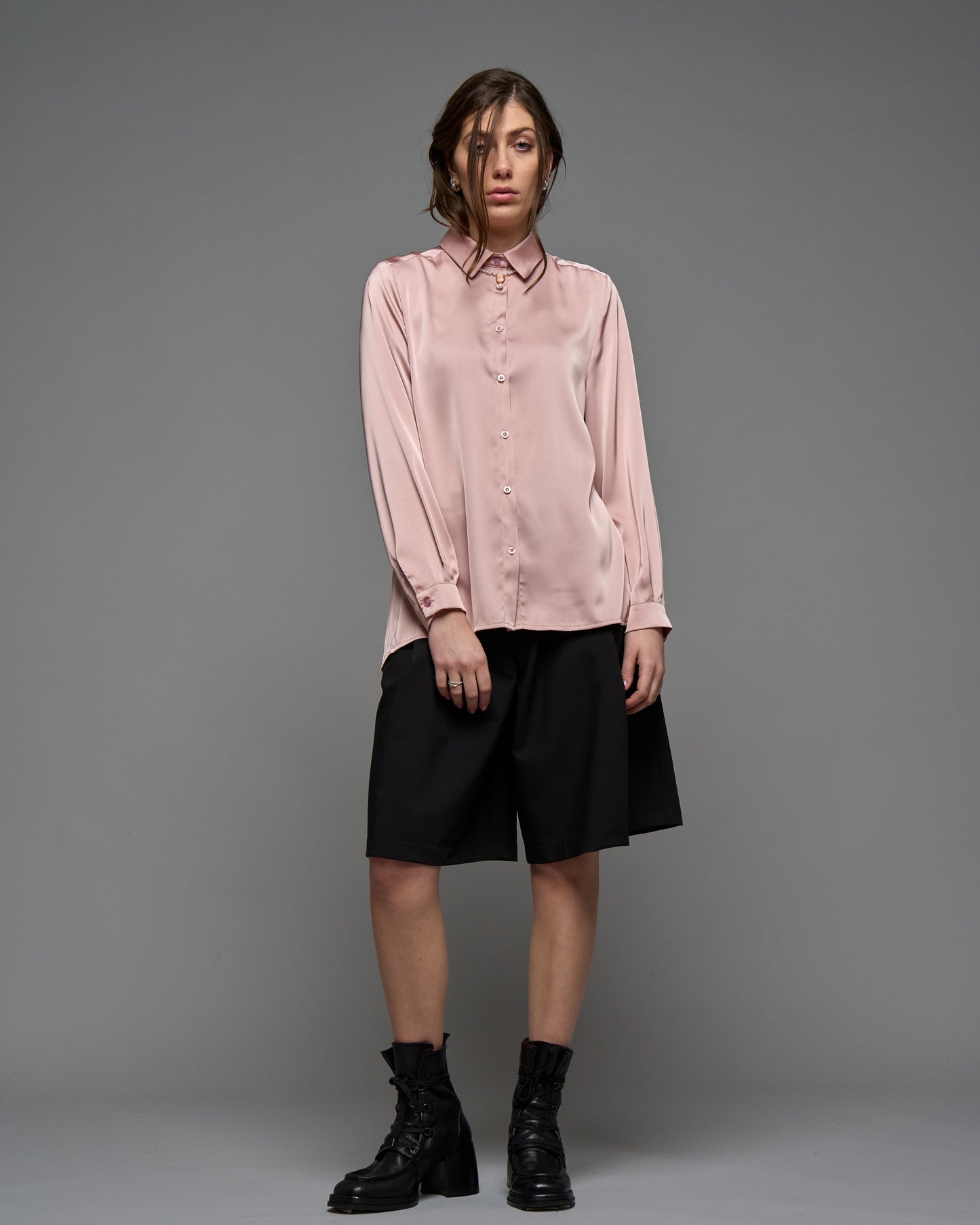 Pleated Satin Shirt