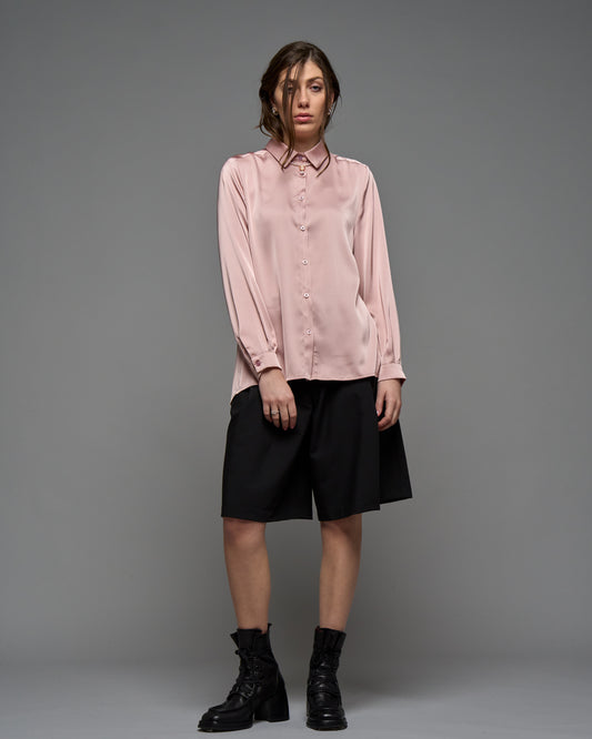 Pleated Satin Shirt