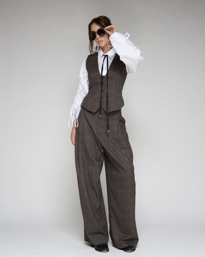 Check Pleated Trousers