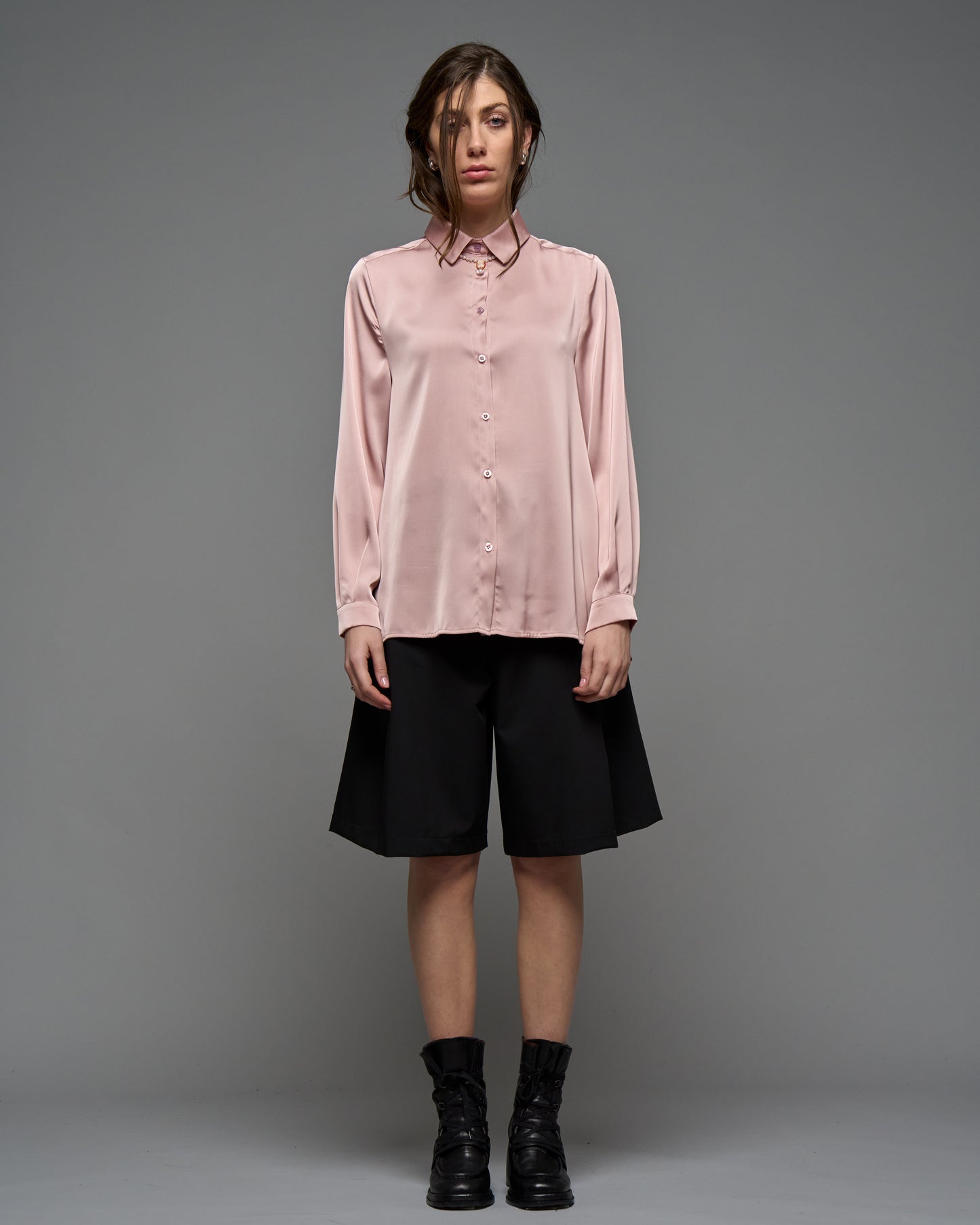 Pleated Satin Shirt