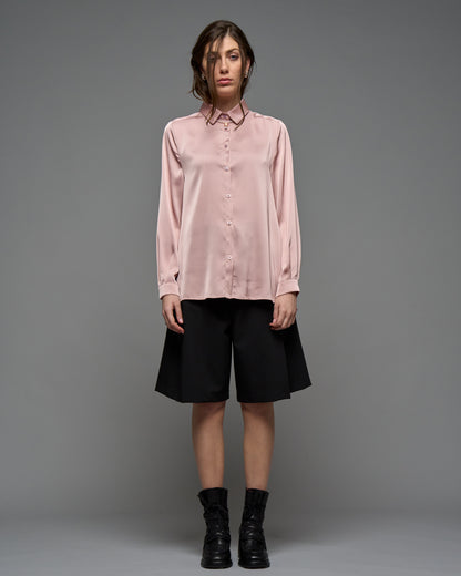 Pleated Satin Shirt