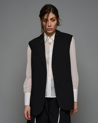 Belted Sleeveless Blazer