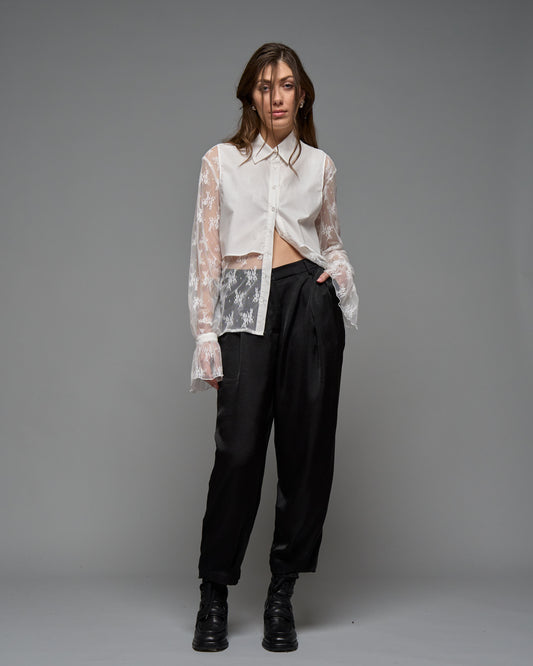 Textured Satin Trousers