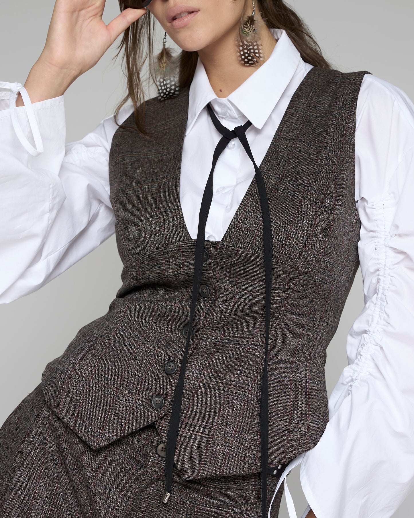Fitted Check Gilet