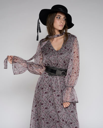 Buds Print Long Dress