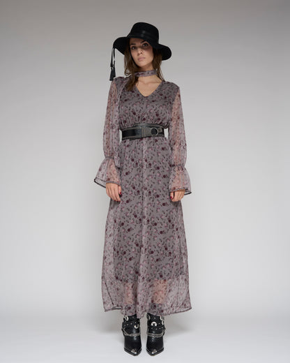 Buds Print Long Dress