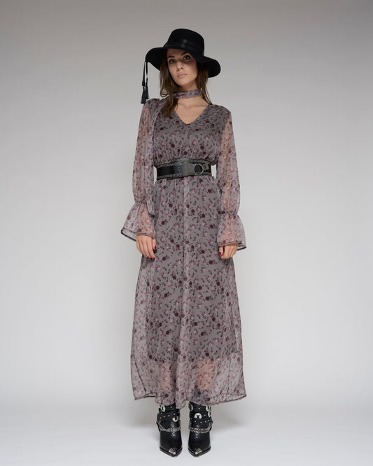 Buds Print Long Dress