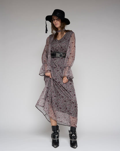 Buds Print Long Dress