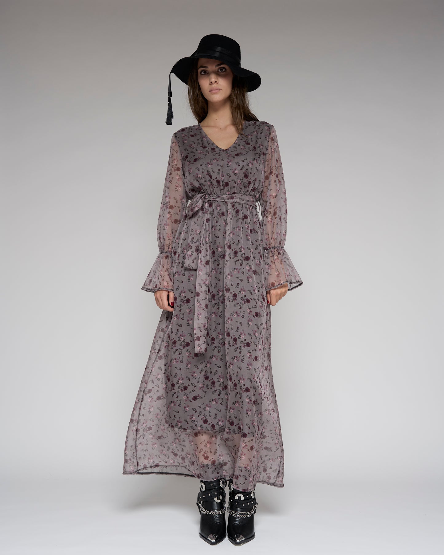 Buds Print Long Dress