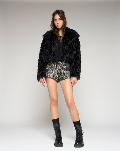 Cropped Faux Fur Jacket