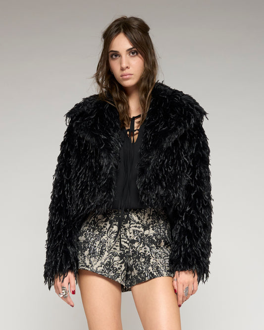 Cropped Faux Fur Jacket