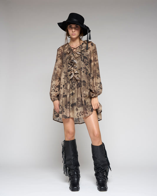 Foliage Print Minidress