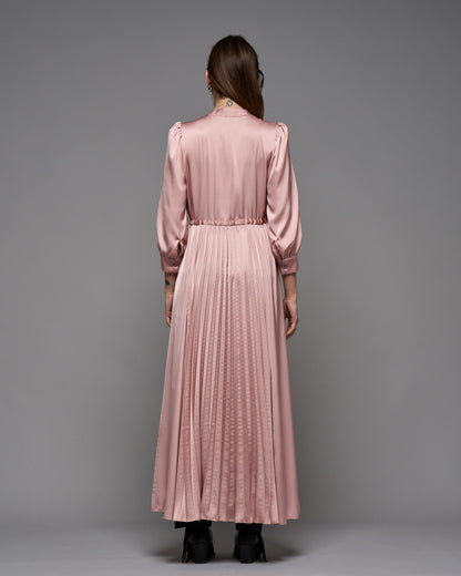 Pleated Satin Long Dress