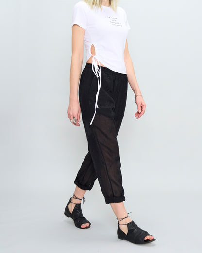 Crinkled Embroidery Comfort Trousers